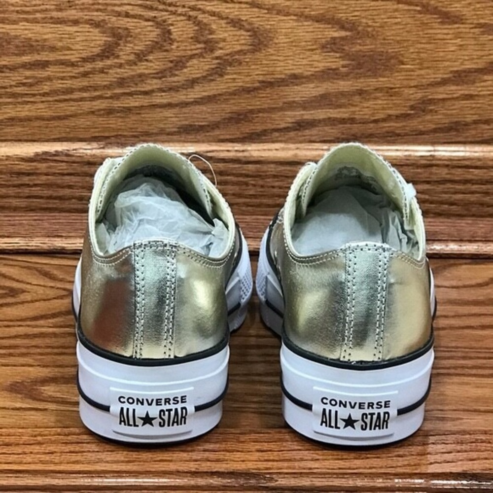 Converse CTAS Lift Ox Gold Metallic Platform Sneakers 560249C Size Women 8 - Picture 5 of 7